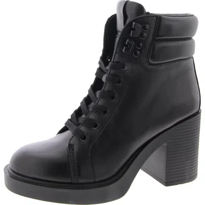 Steve Madden Orion Womens Leather Ankle Combat & Lace-up Boots In Black
