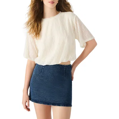 Steve Madden Orsa Lace Bubble Hem Top In White
