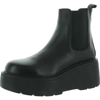 Steve Madden Outgoing Womens Leather Flatform Chelsea Boots In Black