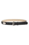 Steve Madden Oval Concho Burnished Buckle Belt In Black