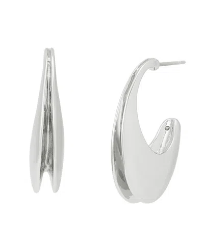 Steve Madden Oval Flat Huggie Earrings In Silver