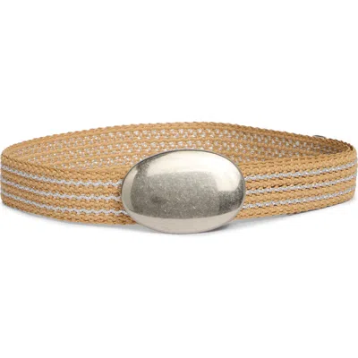 Steve Madden Oval Straw Belt In Red