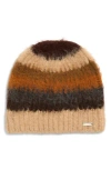 Steve Madden Overbrushed Striped Beanie In Brown