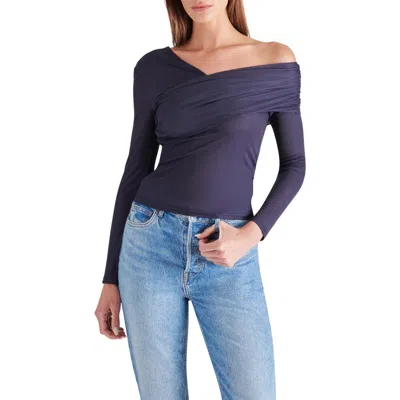 Steve Madden Pacie One-shoulder Long Sleeve Top In Marine