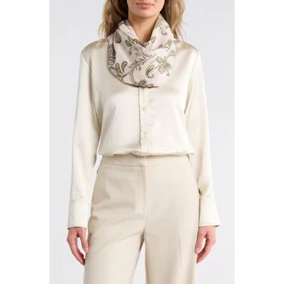 Steve Madden Paisley Satin Square Scarf In White