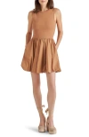 Steve Madden Palermo Mixed Media Bubble Hem Dress In Caramel Cafe