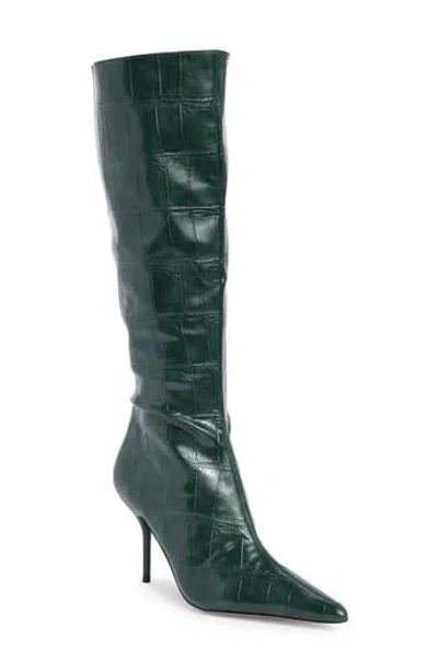 Steve Madden Pallmer Croc Embossed Faux Leather Boot In Green