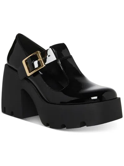 Steve Madden Paloma Womens Patent Chunky Mary Jane Heels In Black
