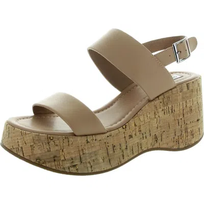Steve Madden Pam Womens Adjustable Leather Platform Sandals In Brown
