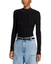 Steve Madden Pamela Metallic Cable Knit Sweater In Black