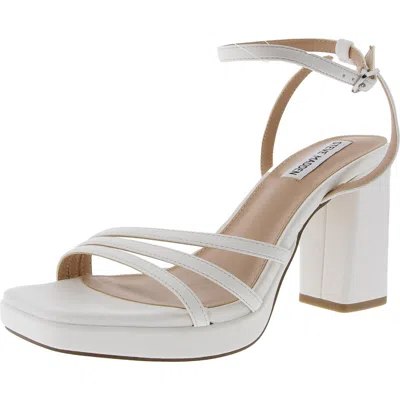 Steve Madden Panic Womens Faux Leather Block Heel In White