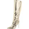 Steve Madden Panther Womens Patent Solid Knee-high Boots In Gold