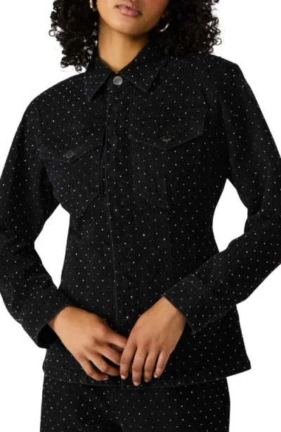 Steve Madden Parc Embellished Denim Jacket In Black