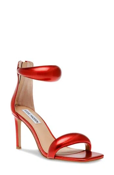Steve Madden Partay Ankle Strap Sandal In Red Metal