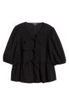 Steve Madden Paula Eyelet Embroidery Shirt In Black