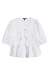 Steve Madden Paula Eyelet Embroidery Shirt In White