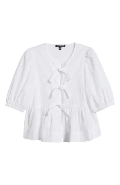 Steve Madden Paula Eyelet Embroidery Shirt In White