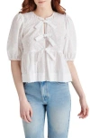 Steve Madden Paula Eyelet Embroidery Shirt In White
