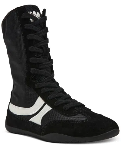 Steve Madden Paxtin Lace-up Mid-shaft Sneaker Boots In Black