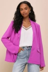 Steve Madden Women's Payton Open-front Long-sleeve Blazer In Magenta