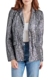Steve Madden Payton Sequin Open Front Blazer In Silver Grey
