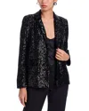 Steve Madden Santiago Sequin Double Breasted Long Sleeve Blazer Minidress In Black
