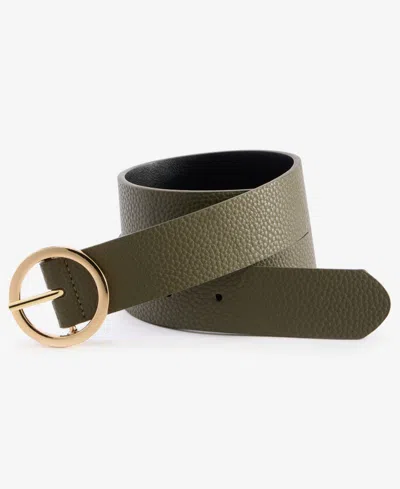 Steve Madden Pebble Reversible To Smooth Belt In Green