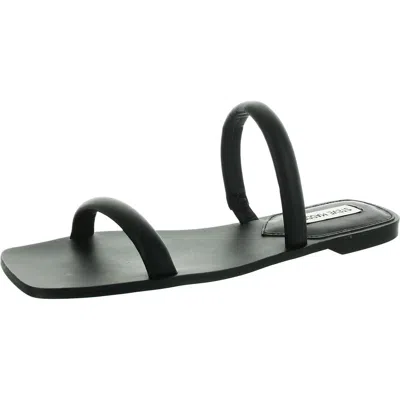 Steve Madden Pedra Womens Solid Faux Leather Slide Sandals In Black