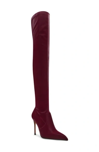 Steve Madden Pegasus Over The Knee Faux Leather Boot In Burgundy Techno