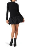 Steve Madden Penna Long Sleeve Bubble Hem Minidress In Black