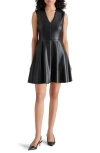 STEVE MADDEN STEVE MADDEN PENNIE FAUX LEATHER FIT & FLARE MINIDRESS