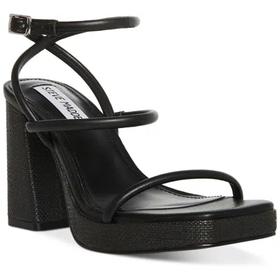 Steve Madden Pennie Womens Faux Leather Platform Slingback Sandals In Black