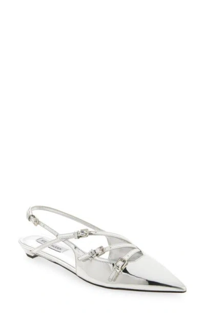 Steve Madden Peony Slingback Pointed Toe Pump In Silver