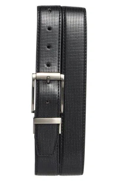 Steve Madden Perforated Reversible Belt In Black