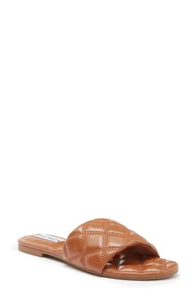 Steve Madden Perrie Quilted Slide Sandal In Cognac