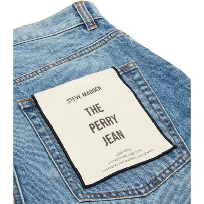 Steve Madden Perry High Waist Barrel Leg Jeans In Blue