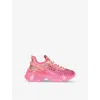 Steve Madden Girls Pink Kids Mistica Embellished Knitted Trainers 7-9 Years In Pink