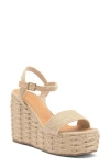 Steve Madden Pinky Espadrille Platform Wedge Sandal In Natural Raffia