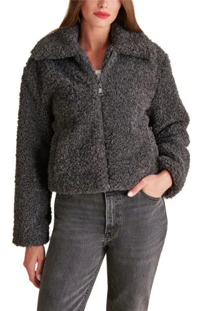 Steve Madden Pippin Faux Shearling Jacket In Forged Iron