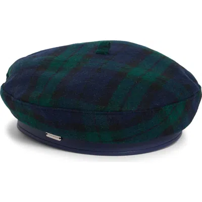 Steve Madden Plaid Beret In Navy