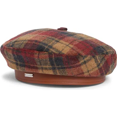 Steve Madden Plaid Beret In Rust