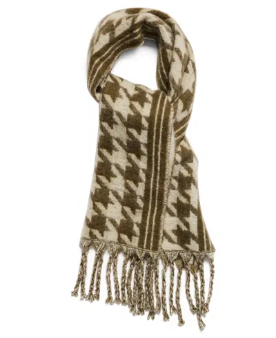 Steve Madden Plaid Houndstooth Midweight Scarf In Multi