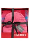 Steve Madden Plaid Scarf & Ribbed Beanie Gift Set