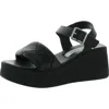 Steve Madden Pleased Womens Faux Leather Ankle Strap Platform Sandals In Black