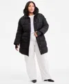 Steve Madden Plus Size Hooded Anorak Puffer Coat In Black