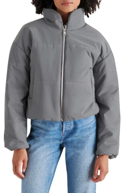 Steve Madden Polar Reflective Quilted Puffer Jacket In Silver