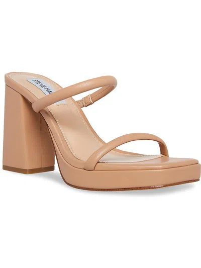 Steve Madden Polly Womens Faux Leather Slide Sandals In Neutral