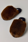Steve Madden Poof Faux Fur Mule Slipper In Brown, Women's At Urban Outfitters