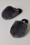 Steve Madden Poof Faux Fur Mule Slipper In Grey, Women's At Urban Outfitters In Gray