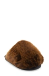Steve Madden Poof Faux Fur Slipper In Animal Print